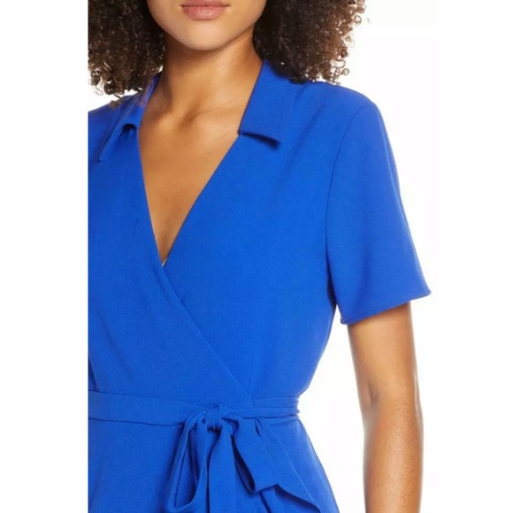 CHARLES HENRY Royal Ruffle Crepe Wrap Mini Dress - Picture 7 of 12